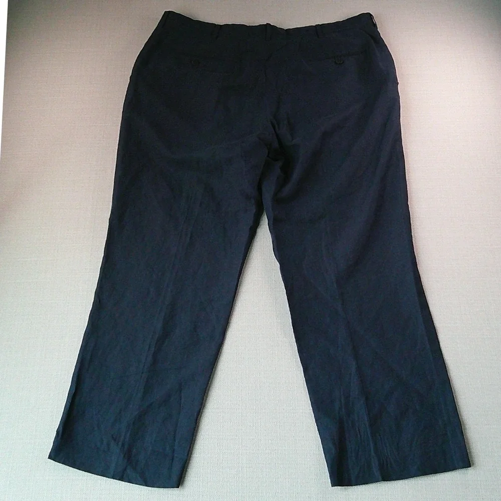Polo Ralph Lauren Trousers Mens 40/30 Navy Blue Linen Silk Blend Flat Front